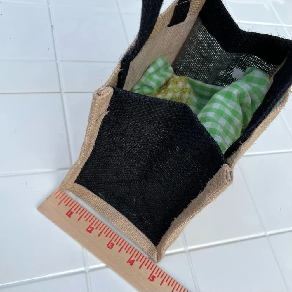 CHARTREUSE Liqueur Burlap Natural Jute Mini Tote Bag Gift Bag Promo Item